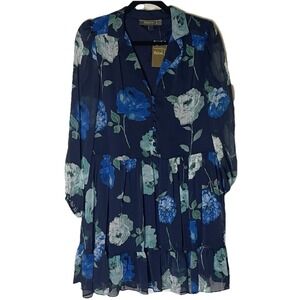 NWT Melonie Womens Navy Print Dress Size 4 -‎ Feminine & Flattering